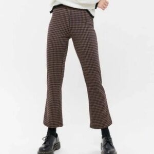 Urban Outfitters Brown and Navy Checkered Kick Flare Crop Pants